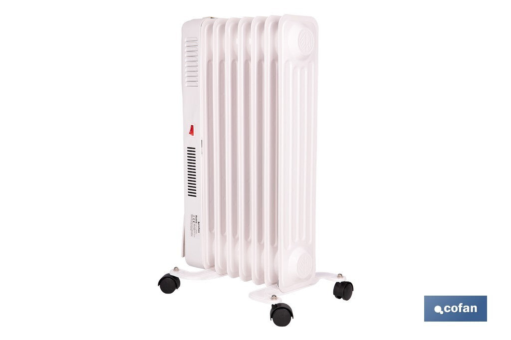 Cofan – Radiador de Aceite con Termostato y Ventilador | 1500 W + 400 W | 7 Elementos | 3 Niveles de Potencia