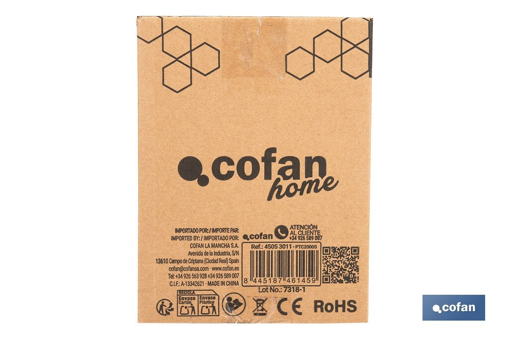 Cofan – Calefactor Cerámico Industrial Portátil | 2000W | Termostato Ajustable | Silencioso y Seguro