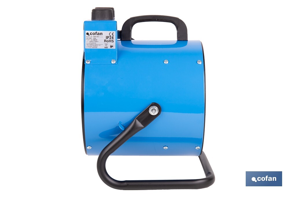 Cofan – Calefactor Industrial 3000W con Termostato Ajustable | Protección IP24 y Función Ventilador