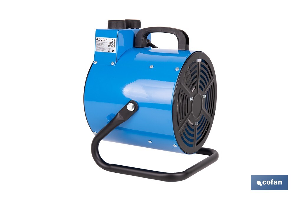 Cofan – Calefactor Industrial 3000W con Termostato Ajustable | Protección IP24 y Función Ventilador