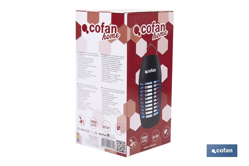 Cofan – Lámpara LED Anti insectos Recargable USB para Interior y Exterior