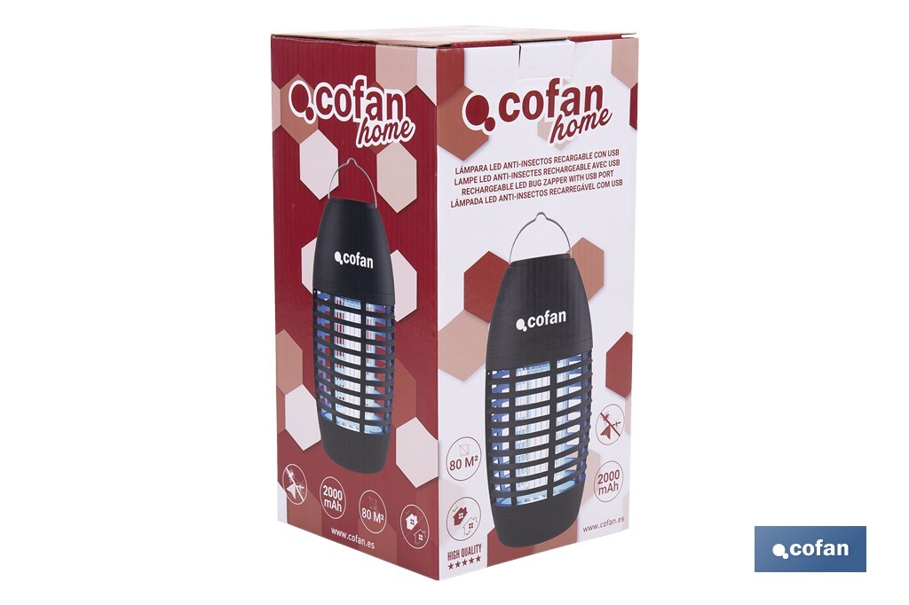 Cofan – Lámpara LED Anti insectos Recargable USB para Interior y Exterior
