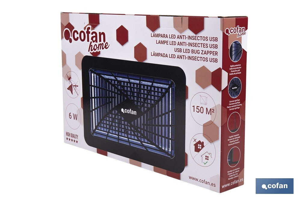 Cofan – Lámpara LED Anti Insectos Interior con Luz UV-A Dual y Cobertura 150 m²