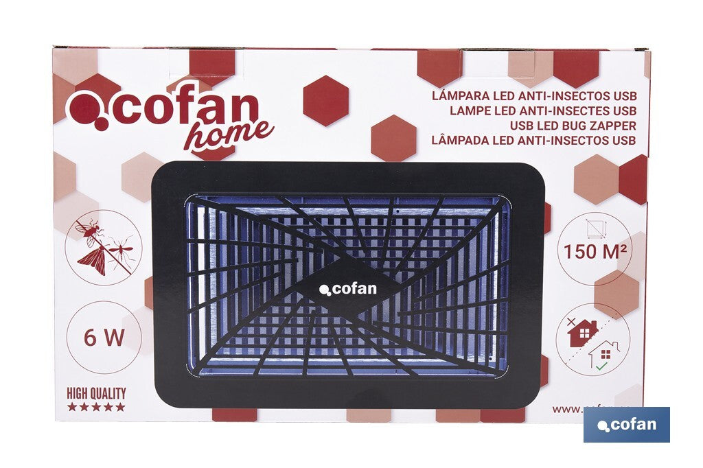 Cofan – Lámpara LED Anti Insectos Interior con Luz UV-A Dual y Cobertura 150 m²