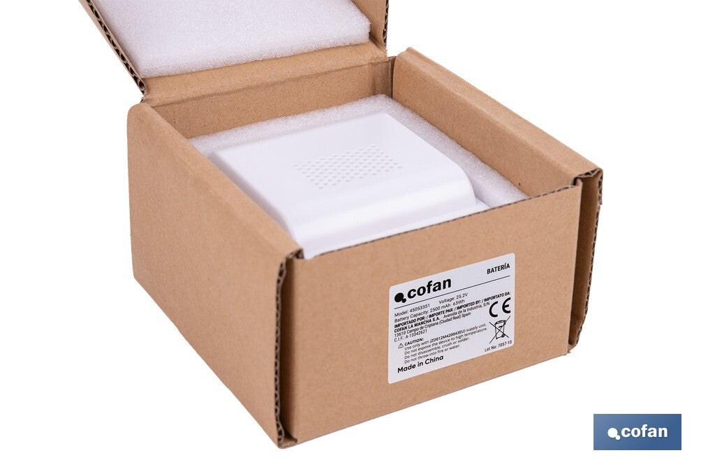 Cofan – Batería Recargable Li-Ion para Aspiradora | 25,9 V 2500 mAh | Hasta 45 min de Autonomía
