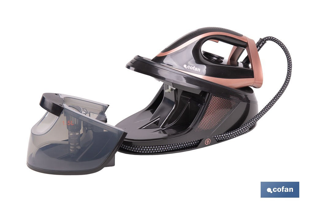 Cofan – Centro de Planchado 3100 W | 8 Bares | Depósito 1,5 L Extraíble | Suela Cerámica