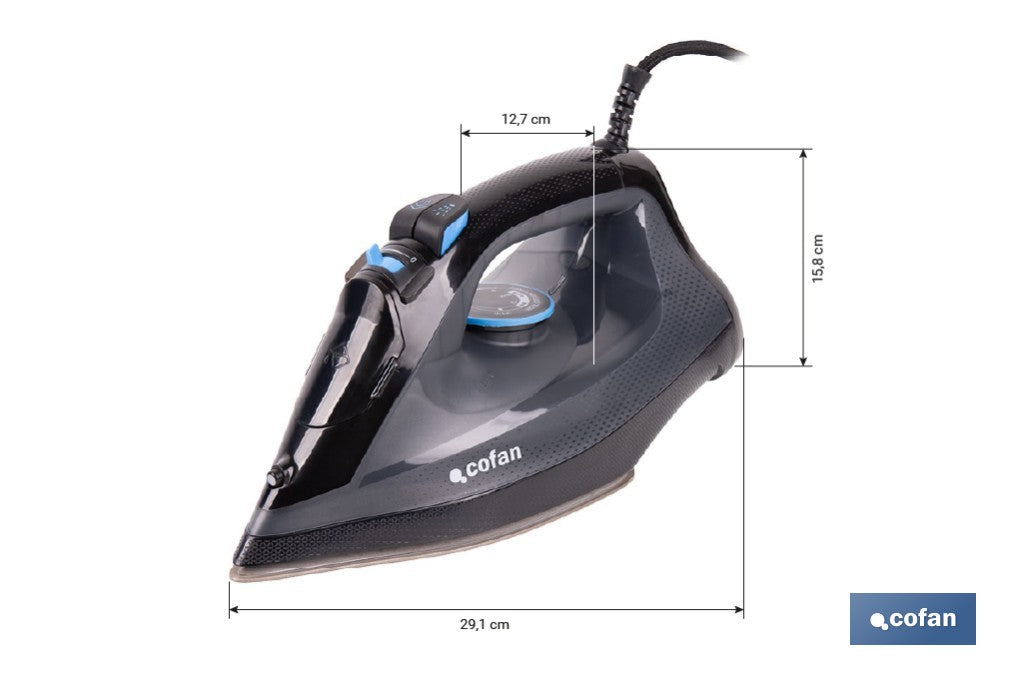 Cofan – Plancha de Vapor 2400 W | Suela Cerámica Doble Capa | Depósito 300 ml | Vapor Vertical