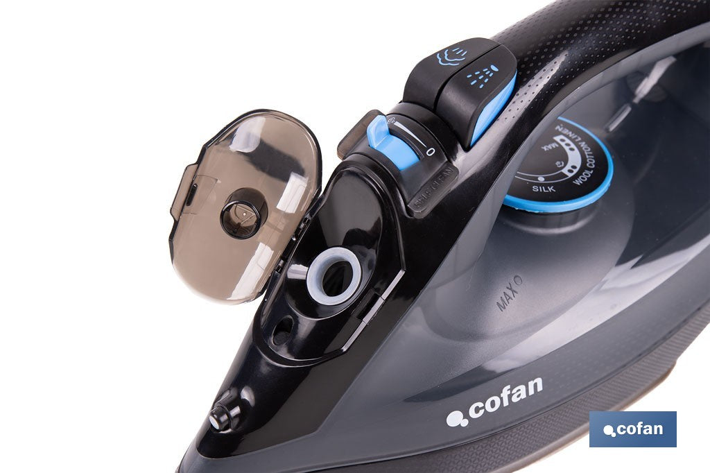Cofan – Plancha de Vapor 2400 W | Suela Cerámica Doble Capa | Depósito 300 ml | Vapor Vertical