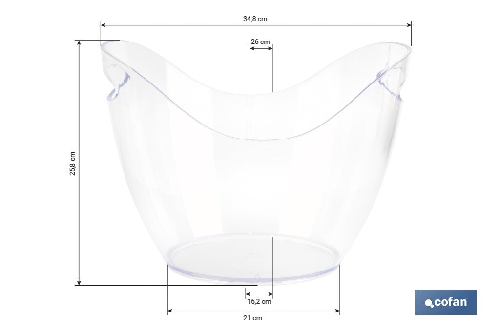 Cofan – Cubitera Transparente de 8 Litros | Ideal para Botellas, Hielo y Bebidas Frías | Uso en Fiestas, Eventos y Hostelería