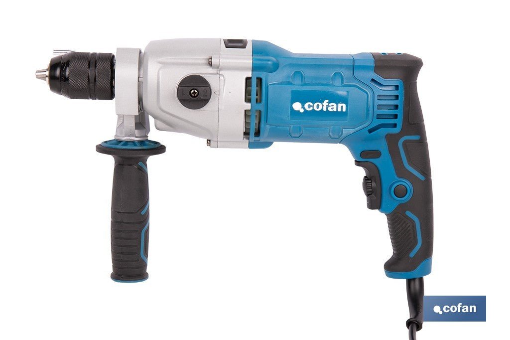 Cofan – Taladro Percutor Eléctrico 1200 W | 2 Velocidades | Portabrocas Automático 13 mm | Velocidad Variable