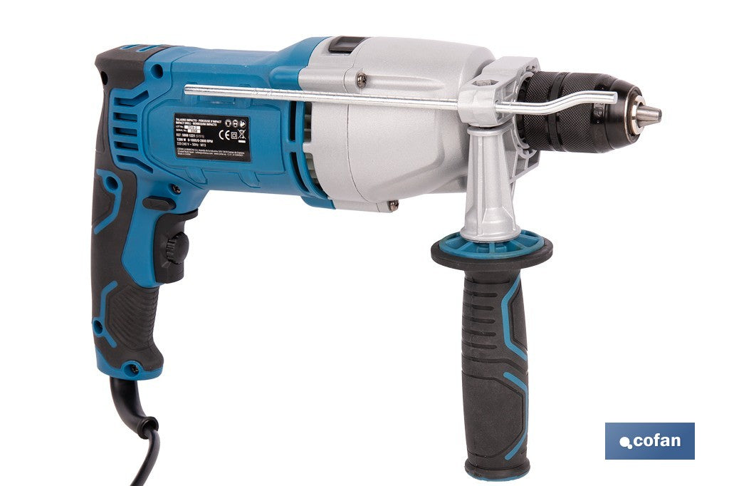 Cofan – Taladro Percutor Eléctrico 1200 W | 2 Velocidades | Portabrocas Automático 13 mm | Velocidad Variable