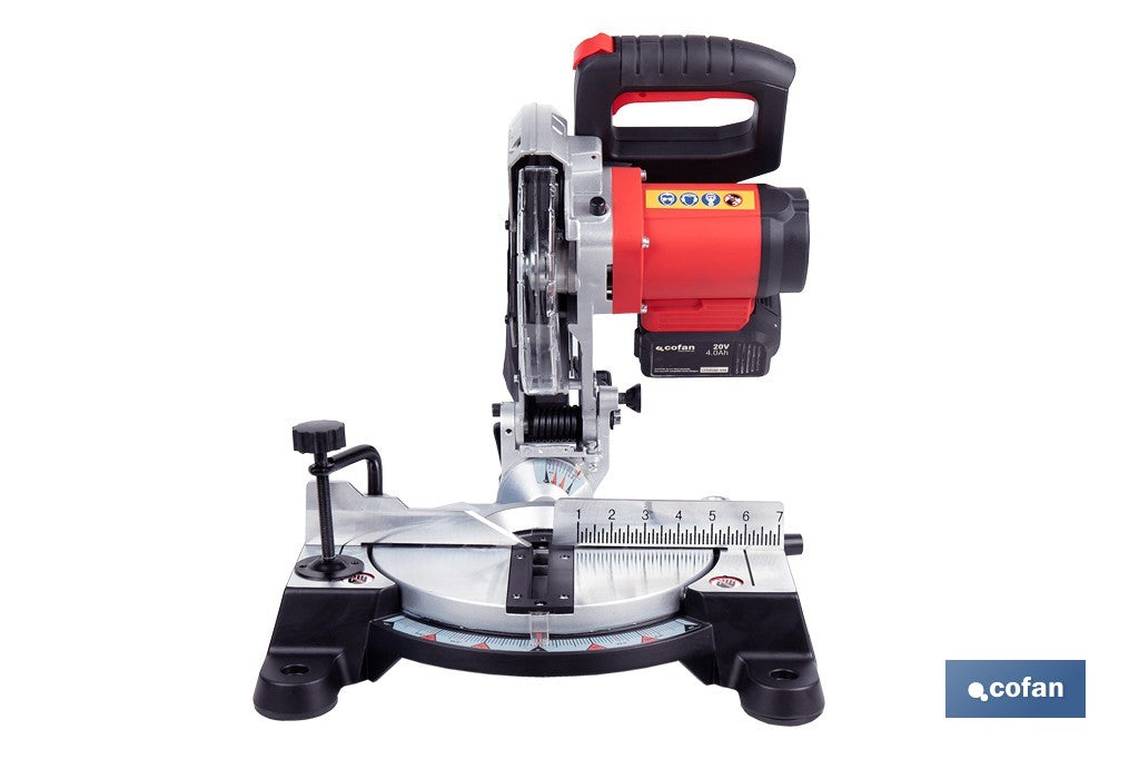 Cofan – Ingletadora a Batería 20V Brushless | Ø185 mm | Corte 105 mm | -45°/+45° | 3200 rpm