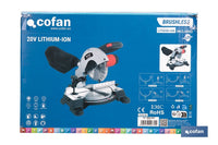 Cofan – Ingletadora a Batería 20V Brushless | Ø185 mm | Corte 105 mm | -45°/+45° | 3200 rpm