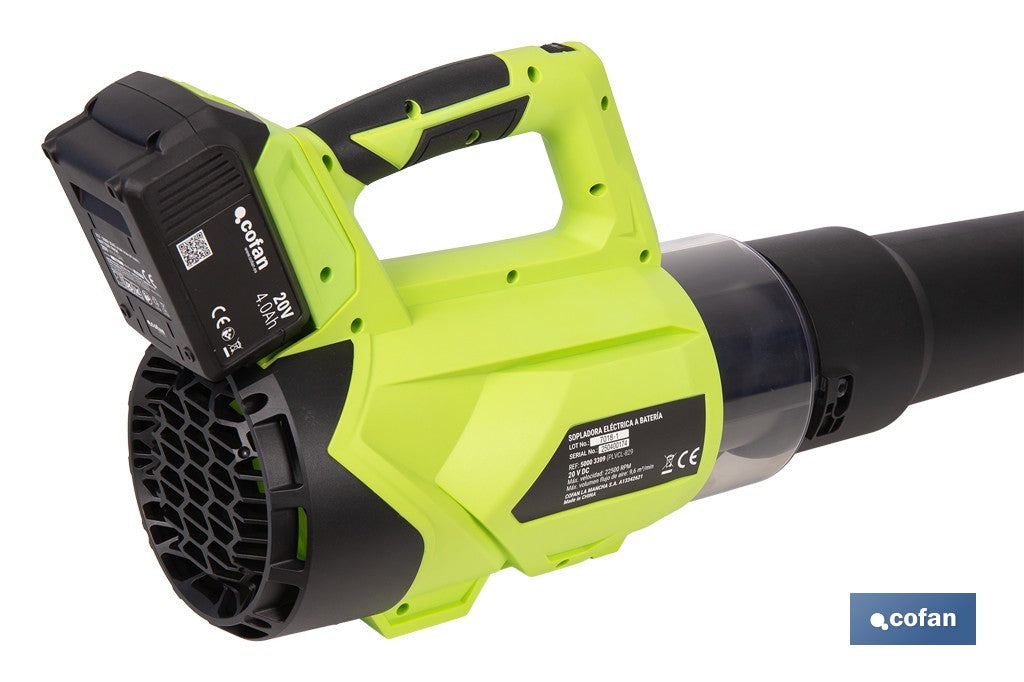 Cofan – Sopladora a Batería 20 V | 2 Velocidades | 22.500 rpm | 32 m/s | Con o sin Batería y Cargador