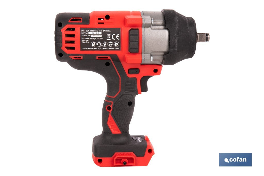 Cofan – Pistola de Impacto 1/2" a Batería 20V Brushless | 1000 Nm | 5 Niveles de Par | Con o sin Batería