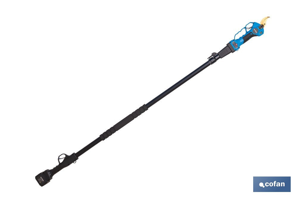 Cofan – Set de Tijeras de Podar Eléctricas 25 V con Pértiga Extensible 1,40–2,07 m | 2 Baterías + Maletín