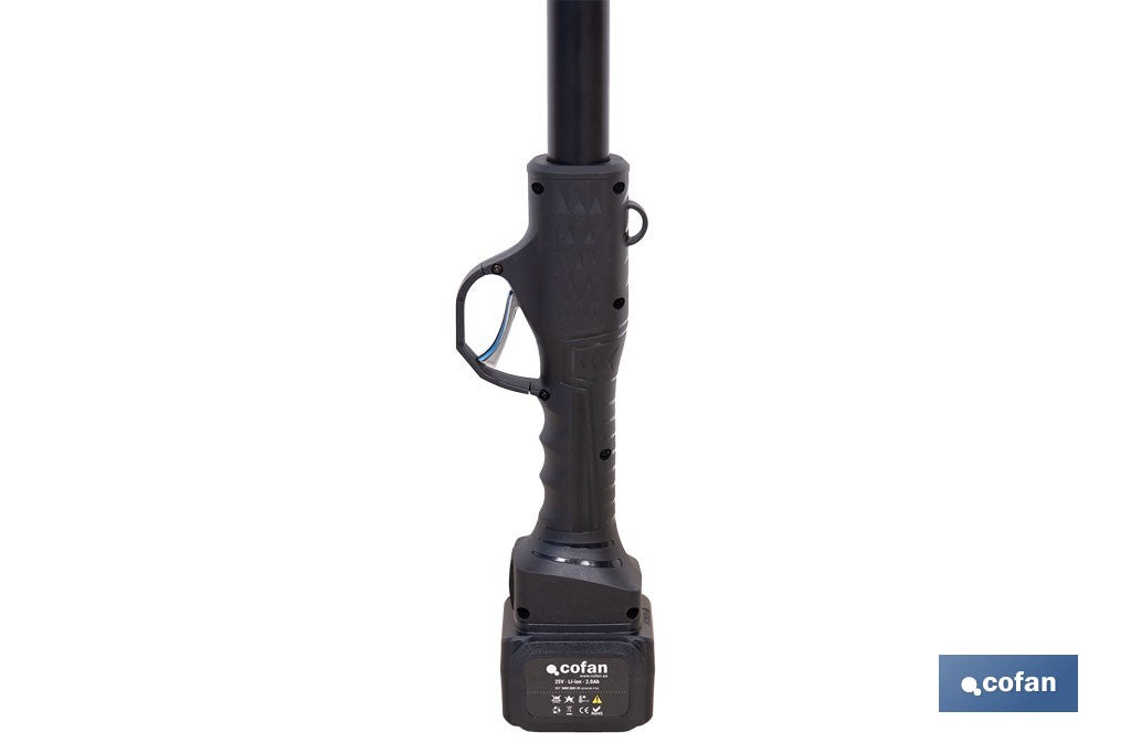 Cofan – Set de Tijeras de Podar Eléctricas 25 V con Pértiga Extensible 1,40–2,07 m | 2 Baterías + Maletín