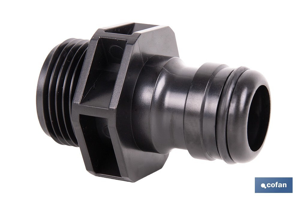 Cofan – Adaptador de Polipropileno con Rosca Macho de 1" | Antifugas y Resistente | Ideal para Riego y Mangueras