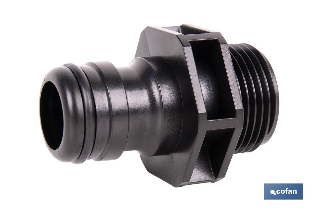 Cofan – Adaptador de Polipropileno con Rosca Macho de 1" | Antifugas y Resistente | Ideal para Riego y Mangueras