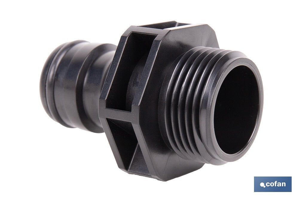 Cofan – Adaptador de Polipropileno con Rosca Macho de 1" | Antifugas y Resistente | Ideal para Riego y Mangueras
