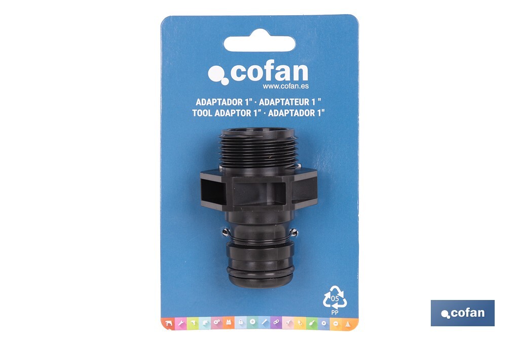 Cofan – Adaptador de Polipropileno con Rosca Macho de 1" | Antifugas y Resistente | Ideal para Riego y Mangueras
