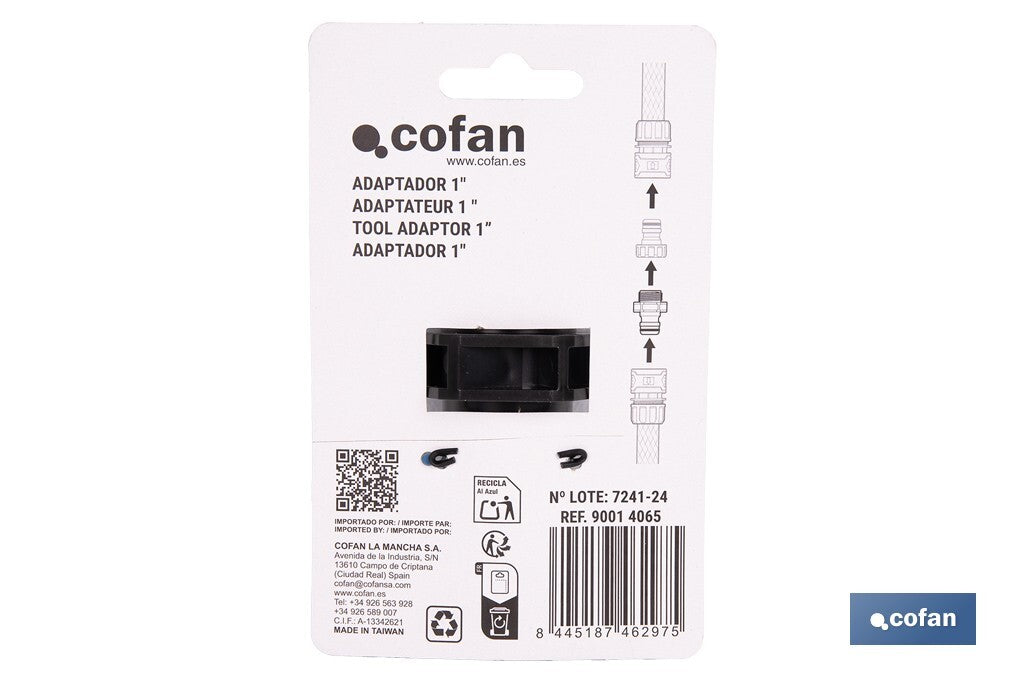 Cofan – Adaptador de Polipropileno con Rosca Macho de 1" | Antifugas y Resistente | Ideal para Riego y Mangueras