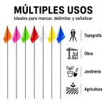 IBRIQO® Banderines Topográficos de Señalización Fluorescentes | 53 cm | Varios Colores - Imagen 2